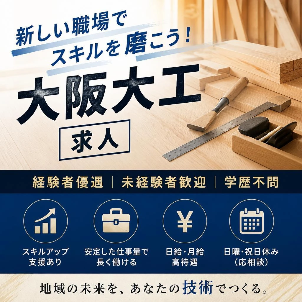 新しい職場でスキルを磨こう！大阪大工求人