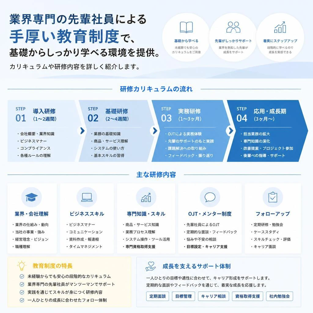 未経験者でも安心の教育制度