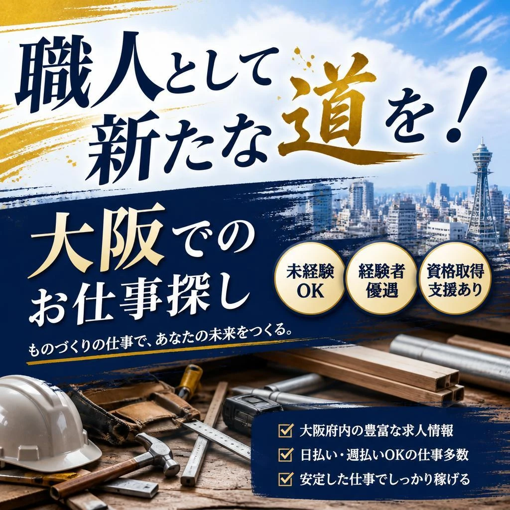 職人として新たな道を！大阪でのお仕事探し