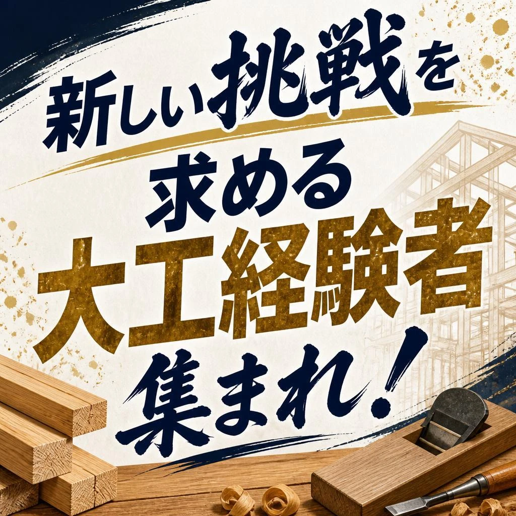 新しい挑戦を求める大工経験者集まれ！