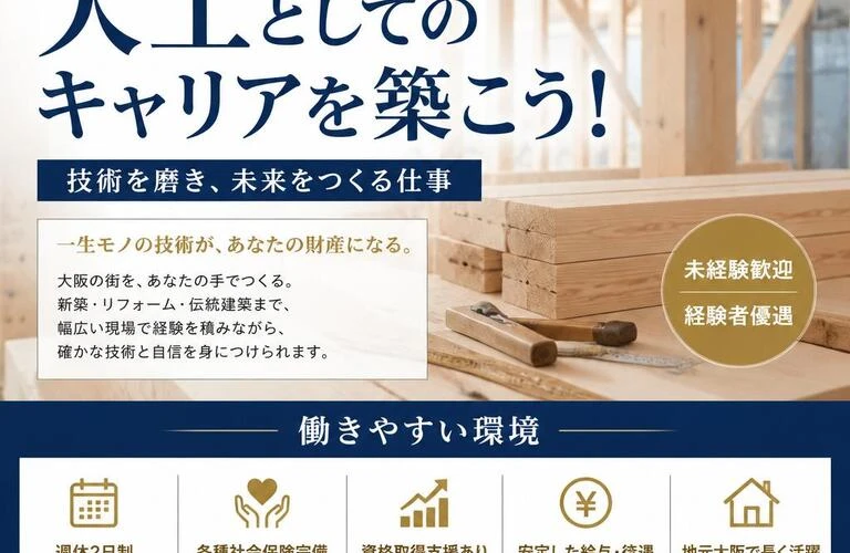 大阪で大工としてのキャリアを築こう！働きやすい環境