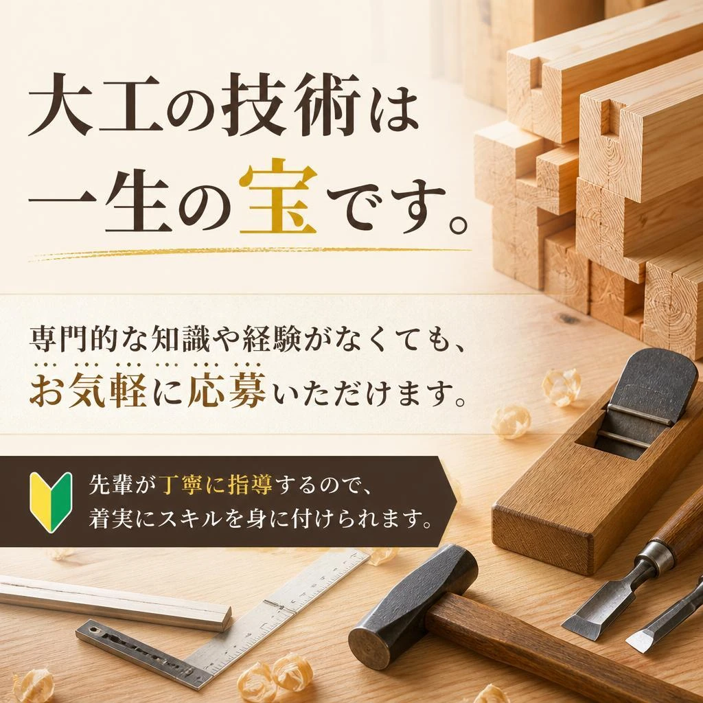 未経験者も歓迎！大工のスキル習得