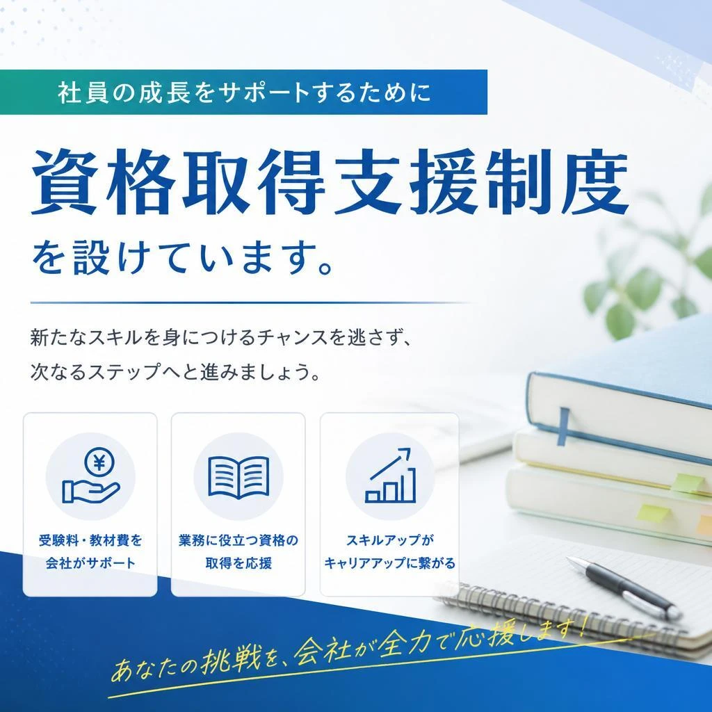 スキルアップを支援：資格取得支援制度
