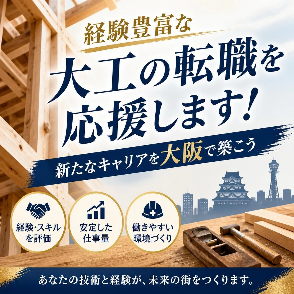 経験豊富な大工の転職を応援します！新たなキャリアを大阪で築こう