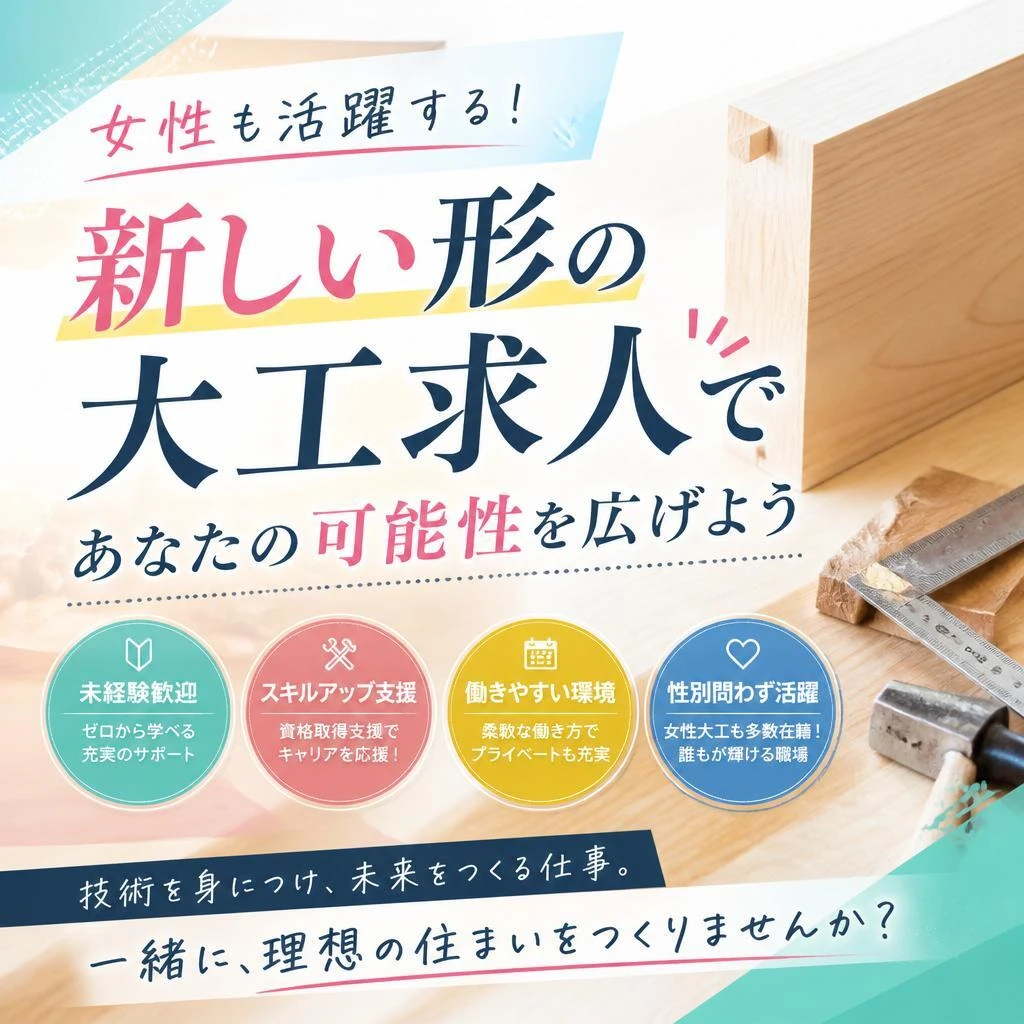 女性も活躍する！新しい形の大工求人であなたの可能性を広げよう