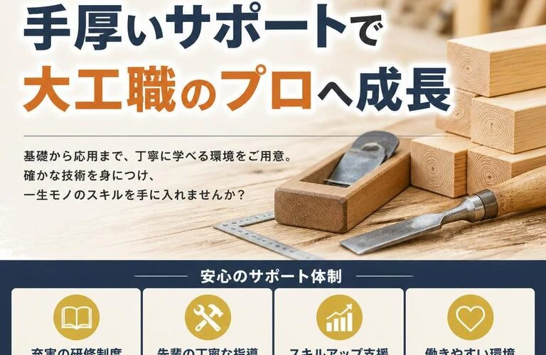 未経験からでも安心！手厚いサポートで大工職のプロへ成長