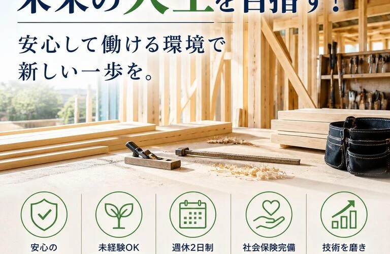 未来の大工を目指す！安心して働ける環境で新しい一歩を。