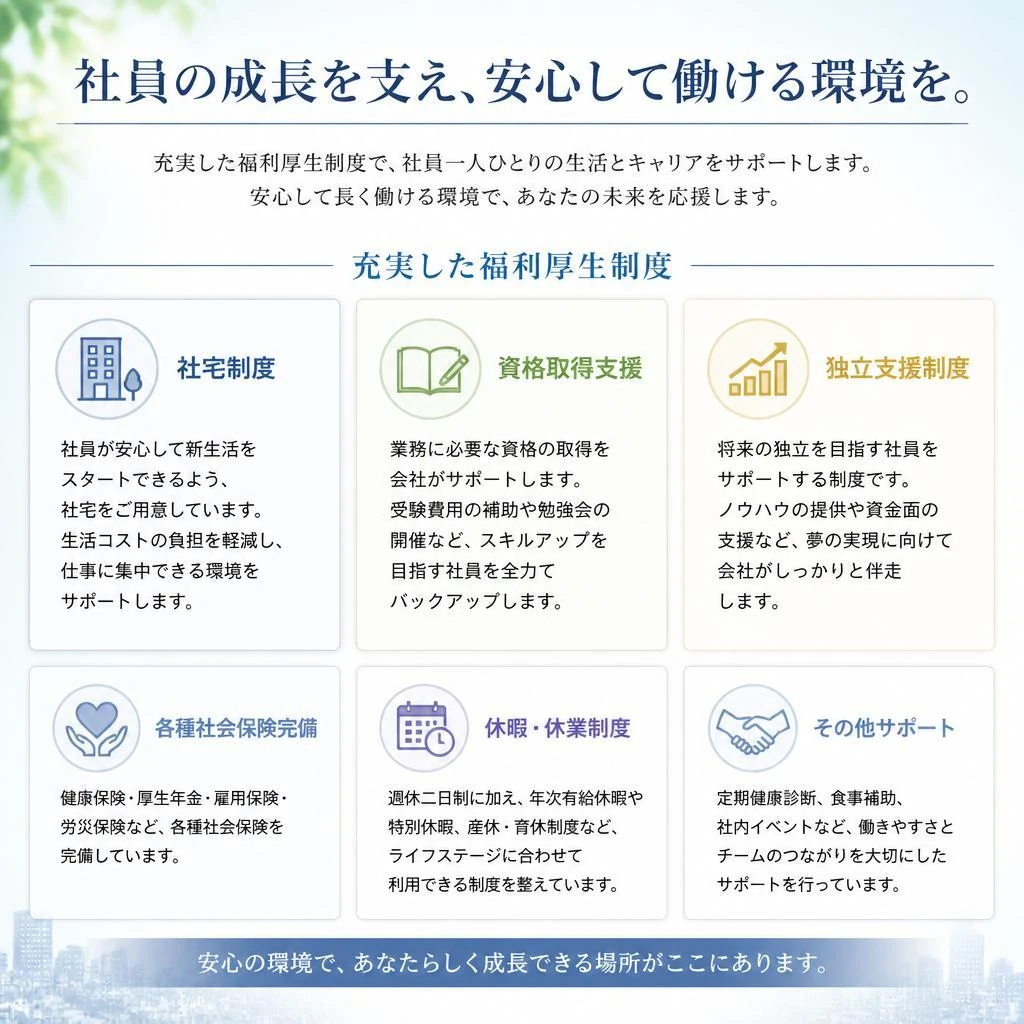 3. 充実の福利厚生で安心・快適な生活