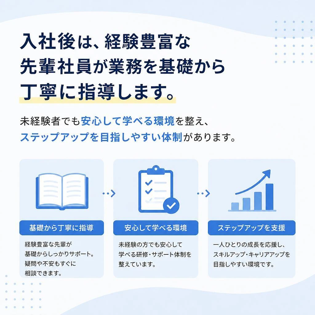 手厚い教育制度と経験豊富な先輩のサポート