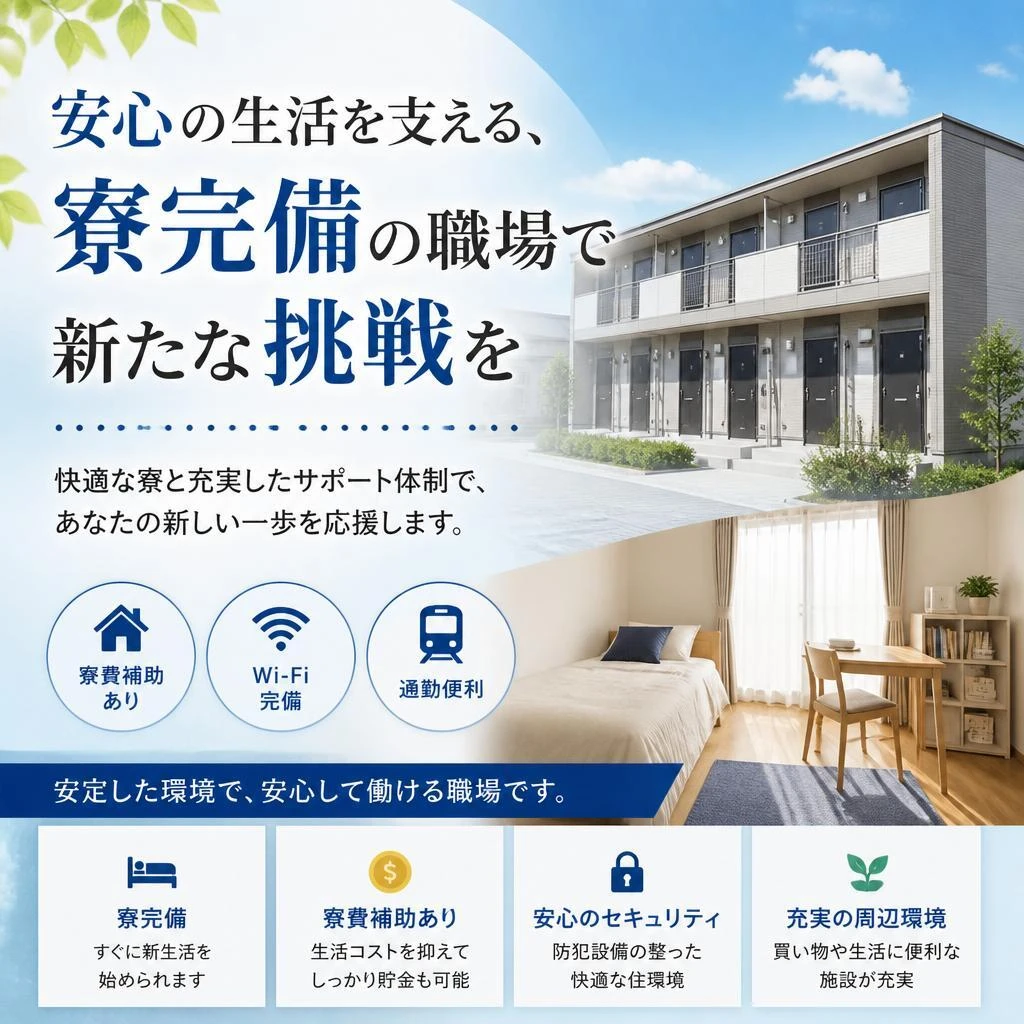 安心の生活を支える、寮完備の職場で新たな挑戦を