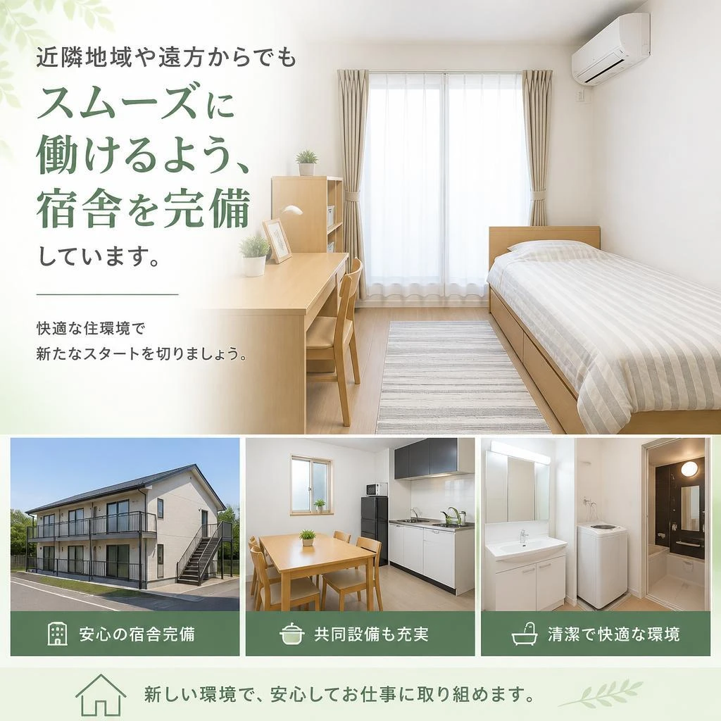 4. 寮完備で安心して働ける環境