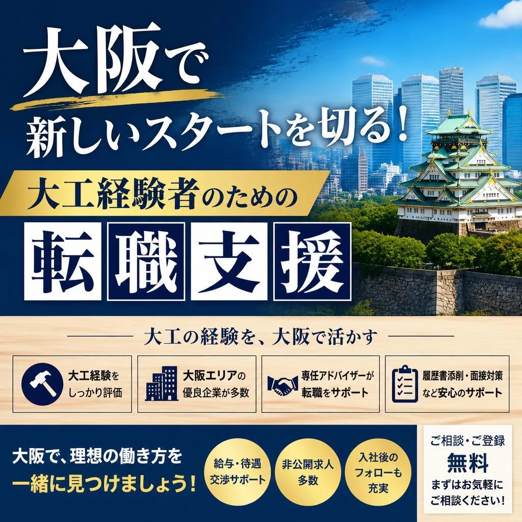 大阪で新しいスタートを切る！大工経験者のための転職支援