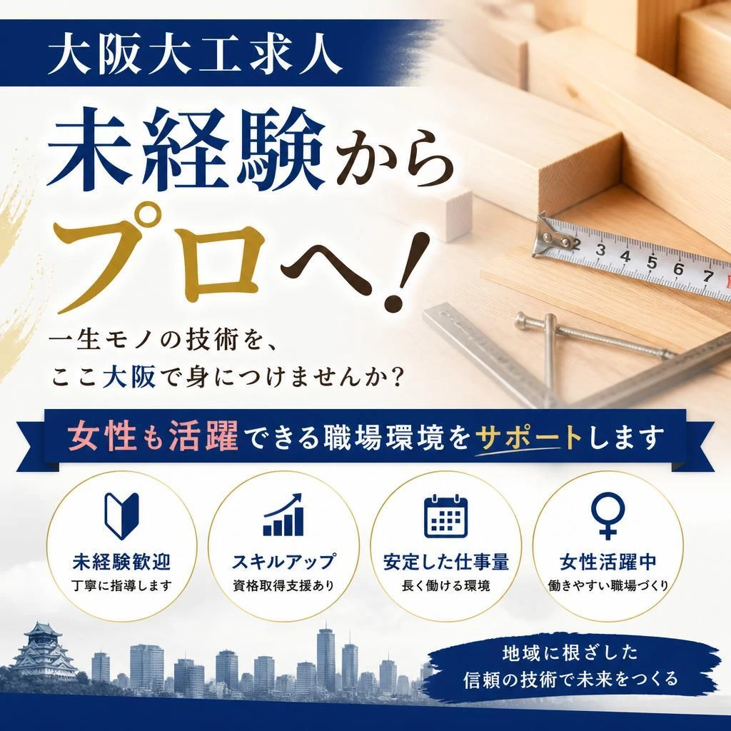大阪大工求人で未経験からプロへ！女性も活躍できる職場環境をサポートします